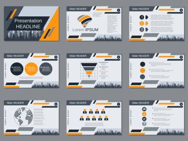 Profesyonel iş sunumu, slayt gösterisi vektör tasarım şablonu