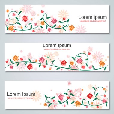 Çiçek tarzı afiş vektör tasarım şablonları koleksiyonu