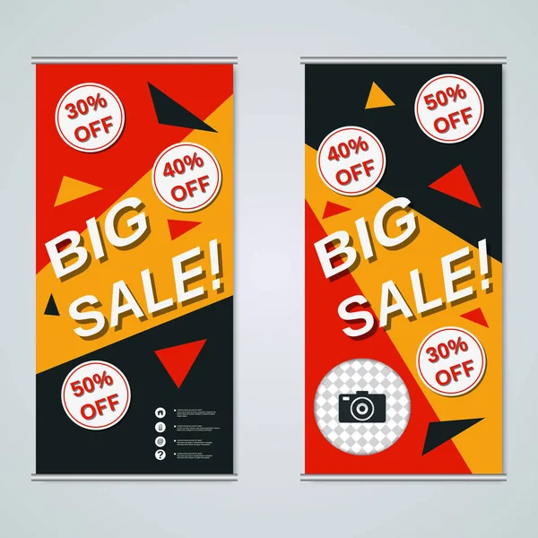 Moderne Große Verkauf Bunte Business Banner Zweiseitige Flyer Vektor Design — Stockvektor