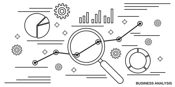 业务分析 财务统计 审计薄线艺术风格矢量概念插图 — 图库矢量图片