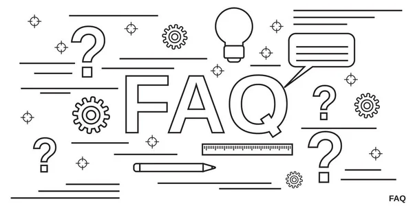 Faq Gebruikershandleiding Tutorial Dunne Lijn Kunst Stijl Vector Concept — Stockvector