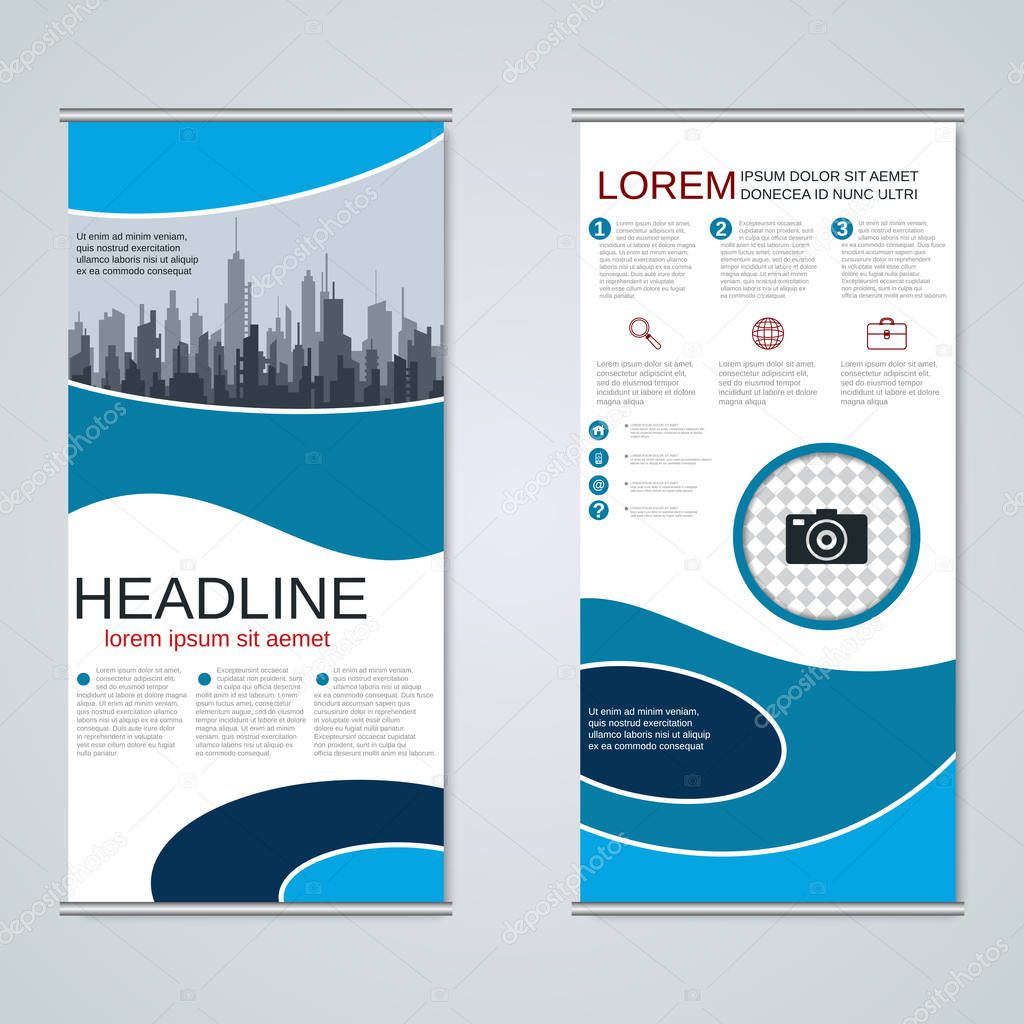 Modern roll-up business banners vector  template