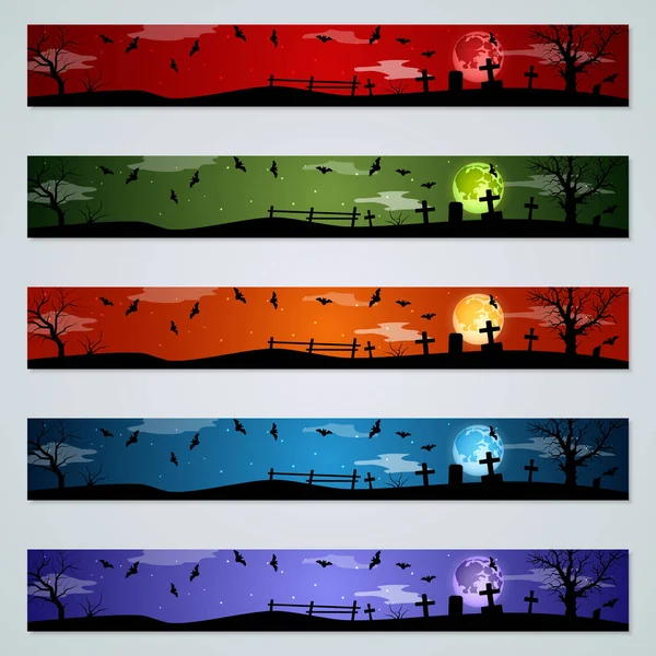 Halloween Colorful Banners Vector Templates Collection — Stock Vector