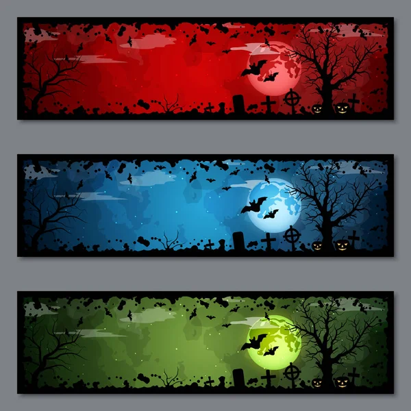 Halloween Colorido Banners Coleção Modelos Vetoriais — Vetor de Stock