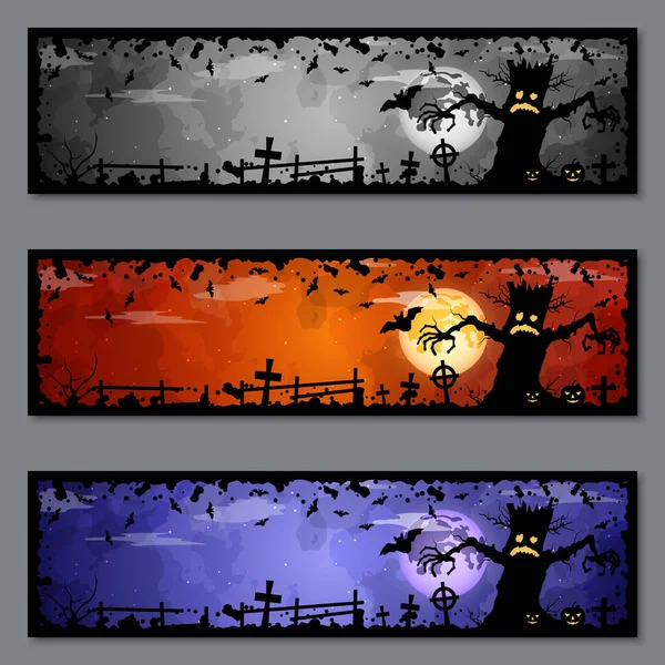 Halloween Färgglada Banners Vector Mallar Samling — Stock vektor