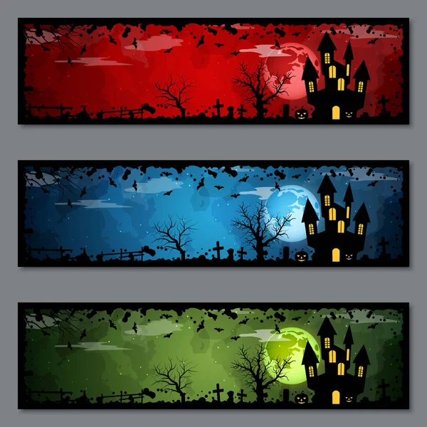 Halloween Färgglada Banners Vector Mallar Samling — Stock vektor