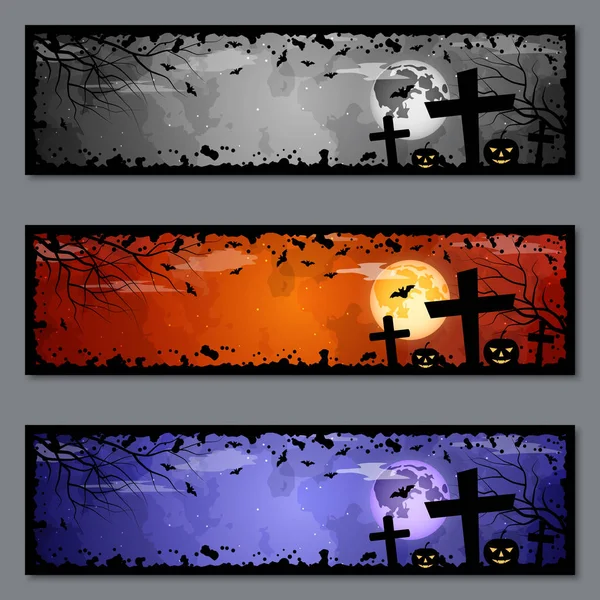 Halloween Färgglada Banners Vector Mallar Samling — Stock vektor