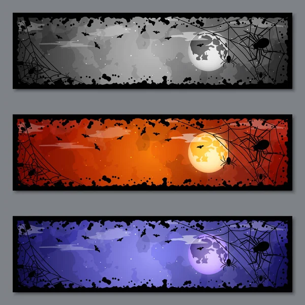 Halloween Färgglada Banners Vector Mallar Samling — Stock vektor