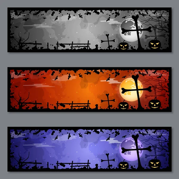 Halloween Färgglada Banners Vector Mallar Samling — Stock vektor