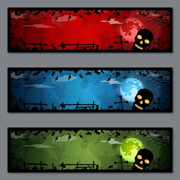 Halloween Coloridos Banners Vector Plantillas Colección — Vector de stock