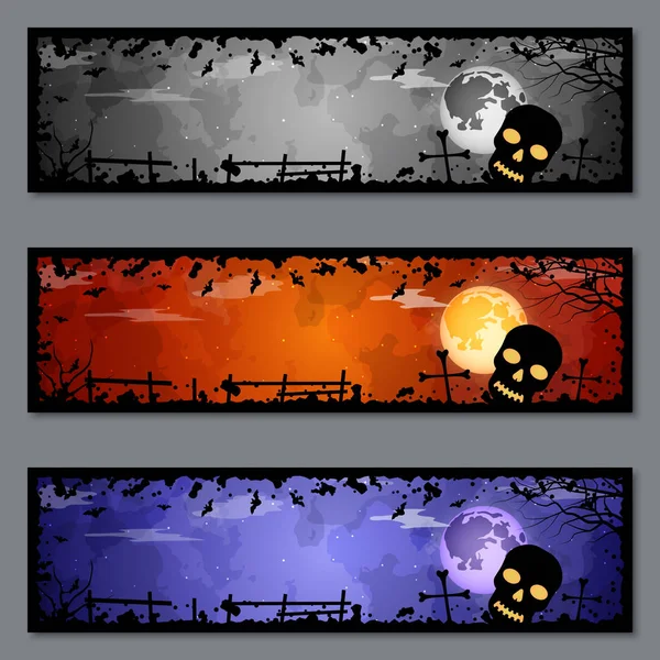 Halloween Colorido Banners Coleção Modelos Vetoriais — Vetor de Stock