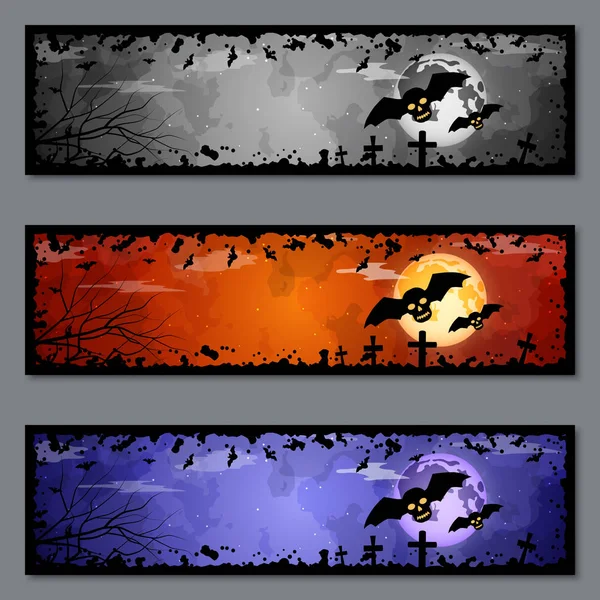 Halloween Färgglada Banners Vector Mallar Samling — Stock vektor