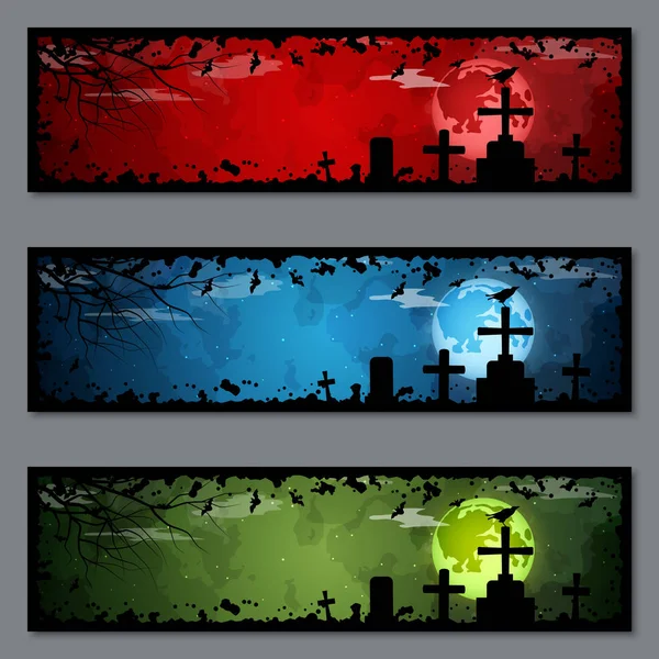 Halloween Färgglada Banners Vector Mallar Samling — Stock vektor