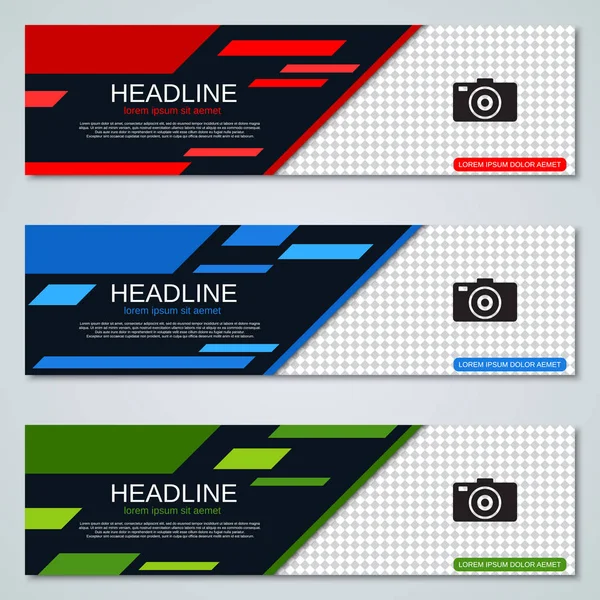 Estilo Geométrico Abstrato Web Banners Coleção Modelos Vetoriais — Vetor de Stock