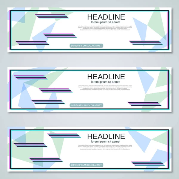 Estilo Geométrico Abstrato Web Banners Coleção Modelos Vetoriais — Vetor de Stock