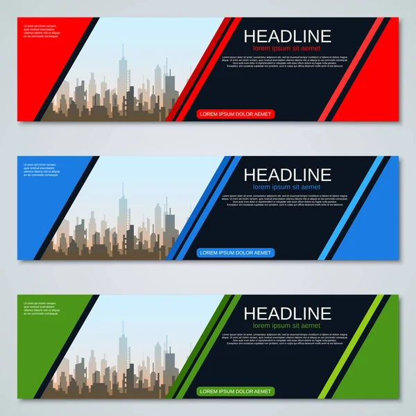 Estilo Geométrico Abstrato Web Banners Coleção Modelos Vetoriais — Vetor de Stock