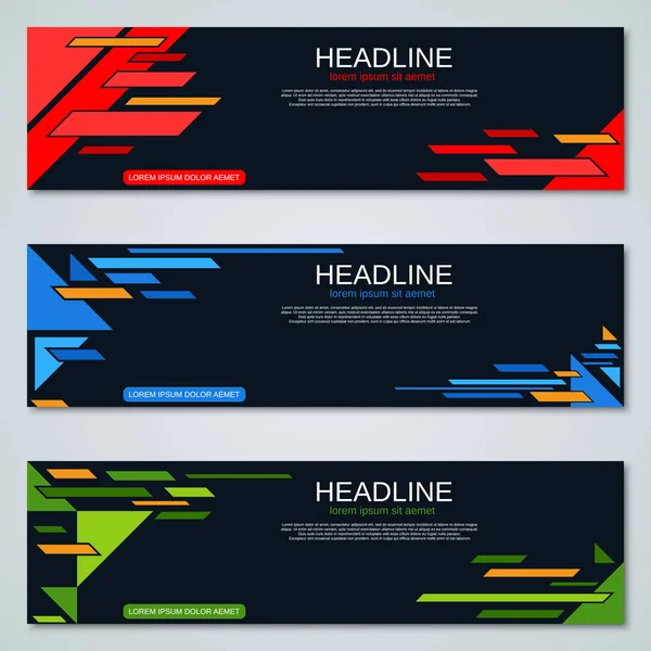 Estilo Geométrico Abstrato Web Banners Coleção Modelos Vetoriais — Vetor de Stock