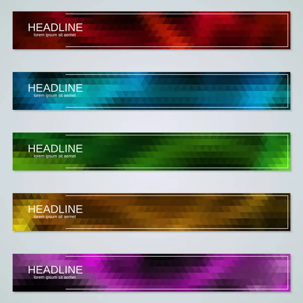 Colorido Horizontal Web Banners Coleção Modelos Vetoriais — Vetor de Stock