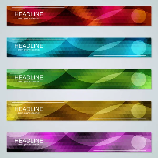 Colorido Horizontal Web Banners Coleção Modelos Vetoriais — Vetor de Stock