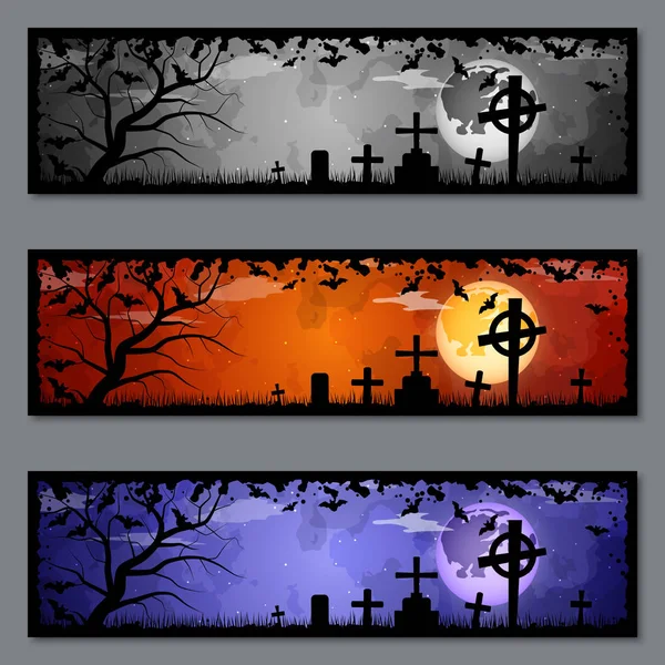 Halloween Färgglada Banners Vector Mallar Samling — Stock vektor