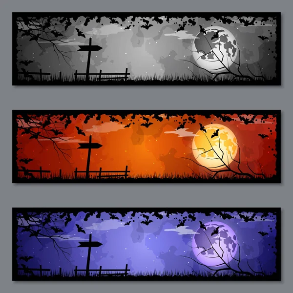 Halloween Coloridos Banners Vector Plantillas Colección — Vector de stock