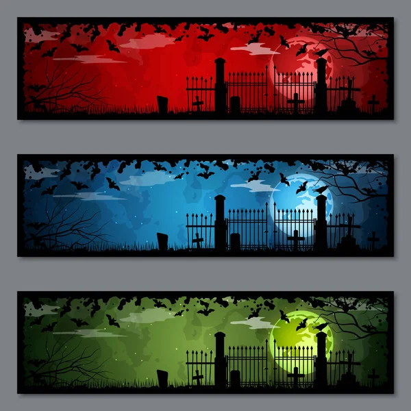 Halloween Bannières Colorées Collection Modèles Vectoriels — Image vectorielle