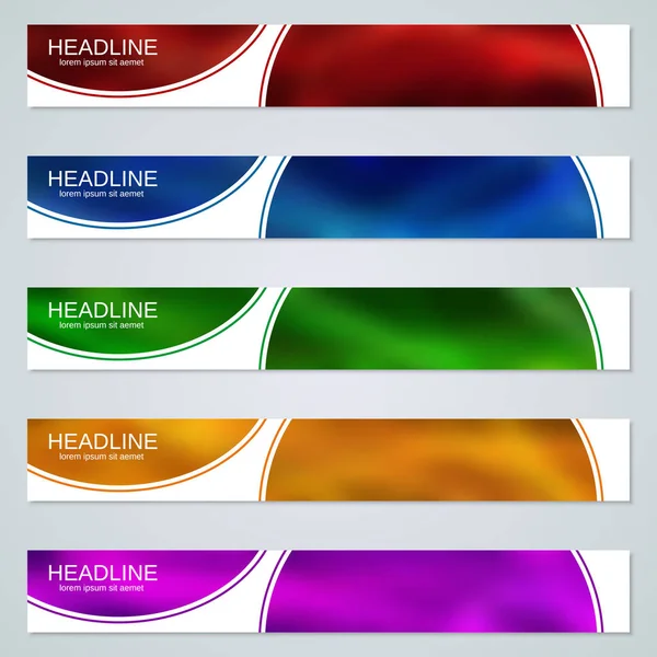 Colorido Horizontal Web Banners Coleção Modelos Vetoriais — Vetor de Stock