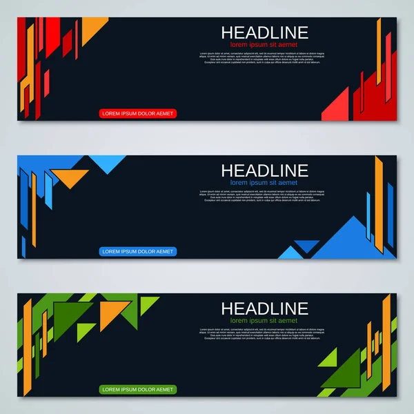 Colorido Horizontal Web Banners Coleção Modelos Vetoriais — Vetor de Stock