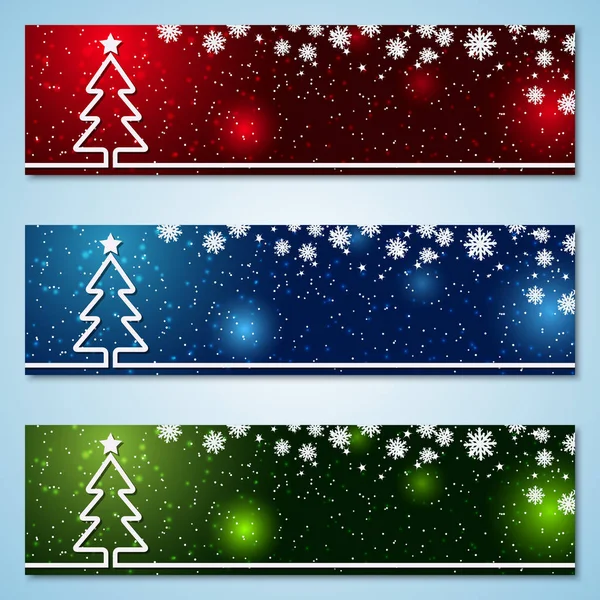 Navidad Año Nuevo Colección Banners Vector Colorido Horizontal — Archivo Imágenes Vectoriales