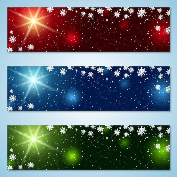 Natal Ano Novo Coleção Banners Vetoriais Coloridos Horizontais — Vetor de Stock