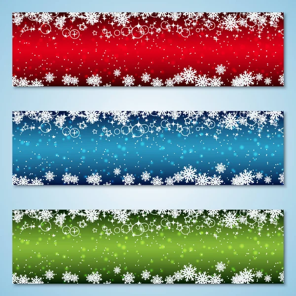 Weihnachten Und Neujahr Horizontal Bunte Vektorbanner Kollektion — Stockvektor