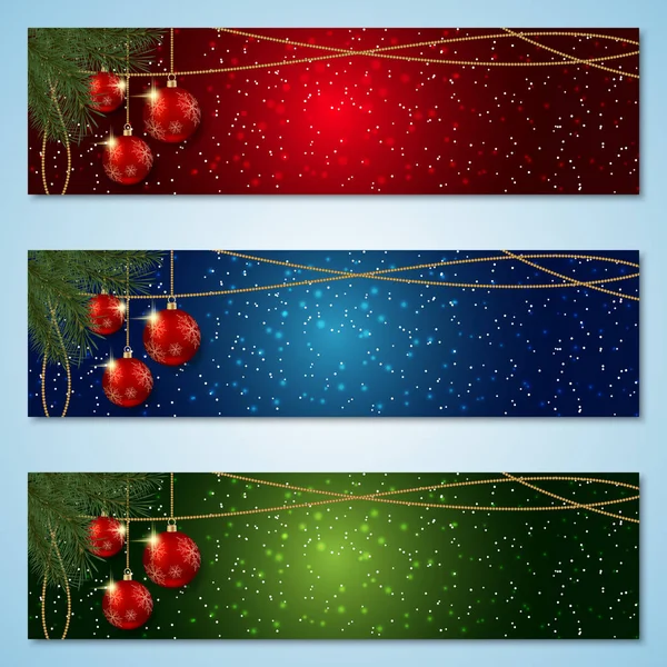 Navidad Año Nuevo Colección Banners Vector Colorido Horizontal — Archivo Imágenes Vectoriales