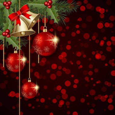 Neşeli Noel ve mutlu yeni yıl arka plan kış dekorasyonu ile vektör