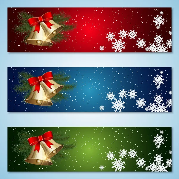 Weihnachten Und Neujahr Horizontal Bunte Vektorbanner Kollektion — Stockvektor