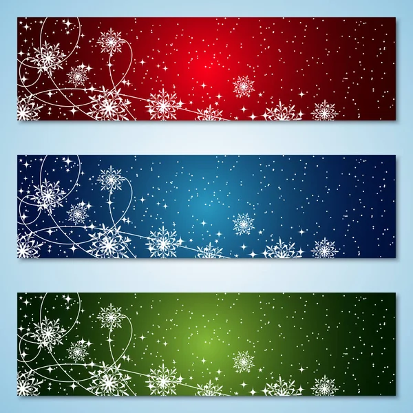 Kerstmis Nieuwjaar Horizontale Kleurrijke Vector Banners Collectie — Stockvector