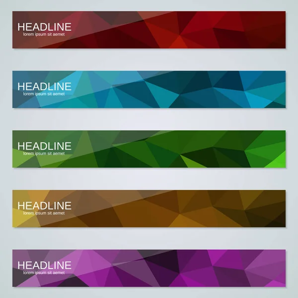 Colorido Horizontal Web Banners Coleção Modelos Vetoriais — Vetor de Stock