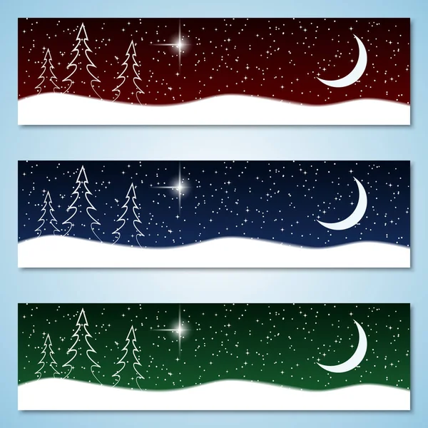 Christmas New Year Horizontal Colorful Vector Banners Collection — Stock Vector