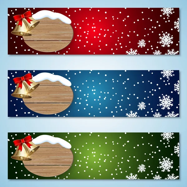 Boże Narodzenie Nowy Rok Kolekcji Bannery Poziome Kolorowe Wektor — Wektor stockowy