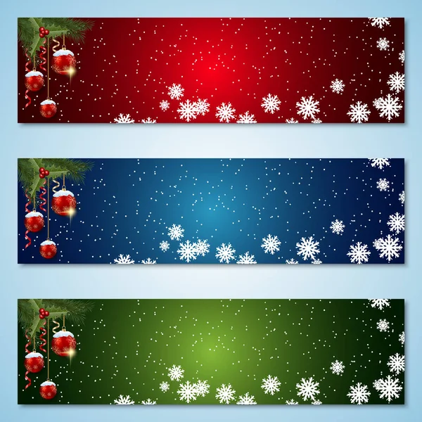 Natale Capodanno Orizzontale Colorata Collezione Banner Vettoriali — Vettoriale Stock