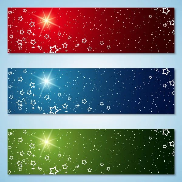 Christmas New Year Horizontal Colorful Vector Banners Collection — Stock Vector