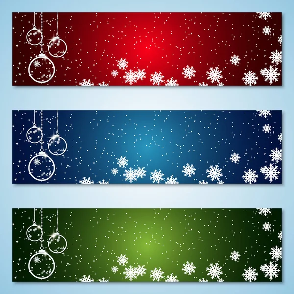 Natal Ano Novo Coleção Banners Vetoriais Coloridos Horizontais —  Vetores de Stock