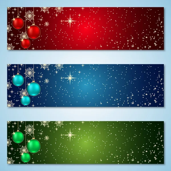 Weihnachten Und Neujahr Horizontal Bunte Vektorbanner Kollektion — Stockvektor