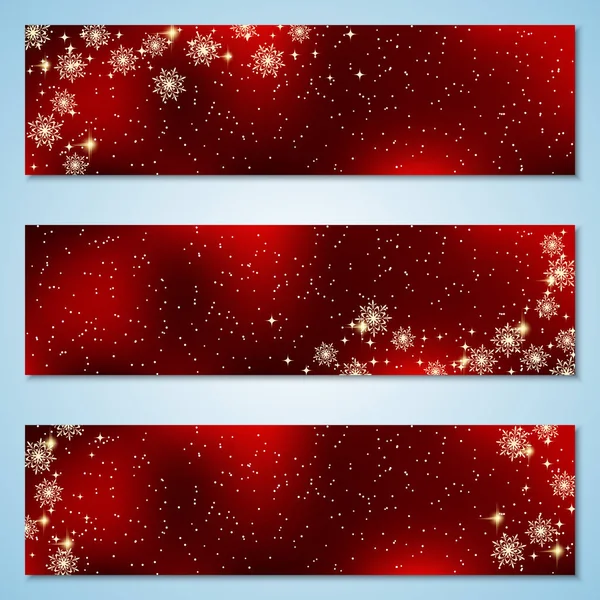 Kerstmis Nieuwjaar Horizontale Rode Vector Banners Collectie — Stockvector