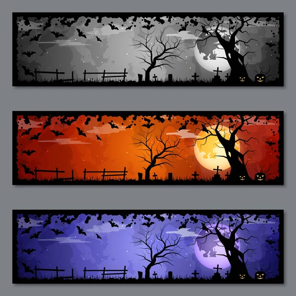 Halloween Colorful Banners Vector Templates Collection — Stock Vector