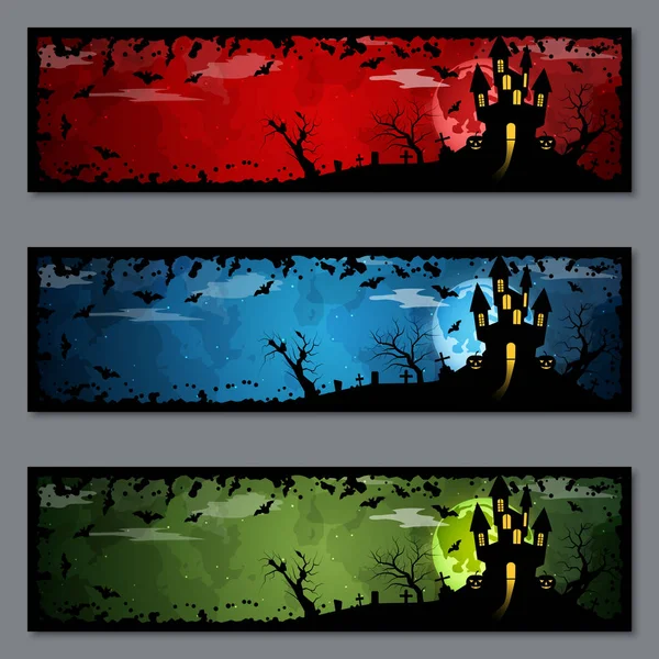 Halloween Colorido Banners Coleção Modelos Vetoriais — Vetor de Stock