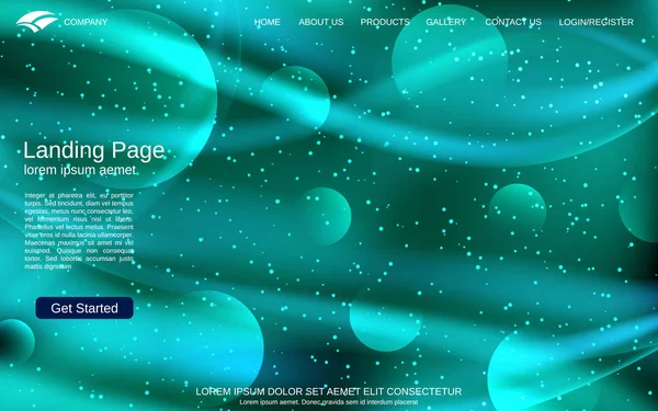 网站着陆页设计模板 抽象样式蓝色 绿色模糊向量背景 — 图库矢量图片
