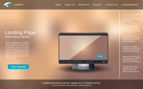 Modelo Vetor Landing Page Site Fundo Vetorial Borrado Colorido Com — Vetor de Stock