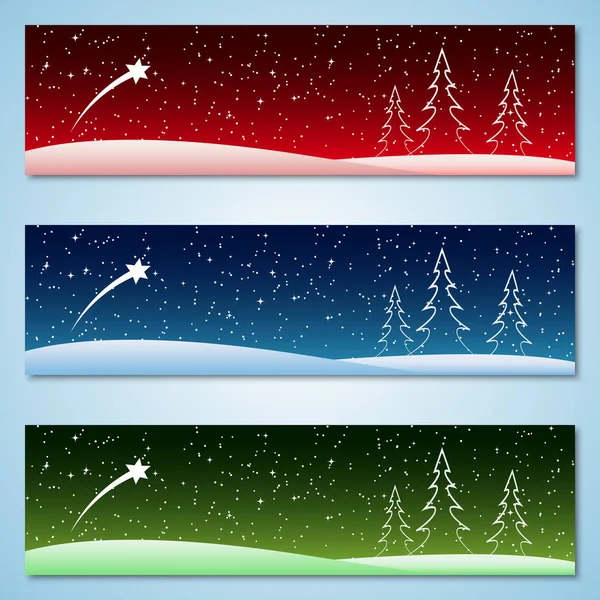 Kerstmis Nieuwjaar Horizontale Kleurrijke Vector Banners Collectie — Stockvector