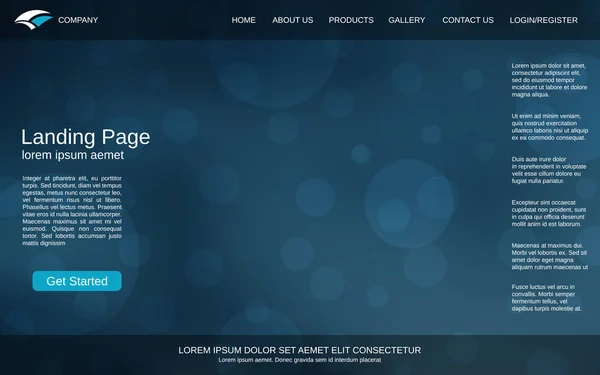Modelo Design Landing Page Site Azul Desfocado Fundo Vetorial Com — Vetor de Stock