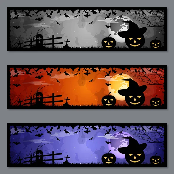 Halloween Färgglada Banners Vector Mallar Samling — Stock vektor